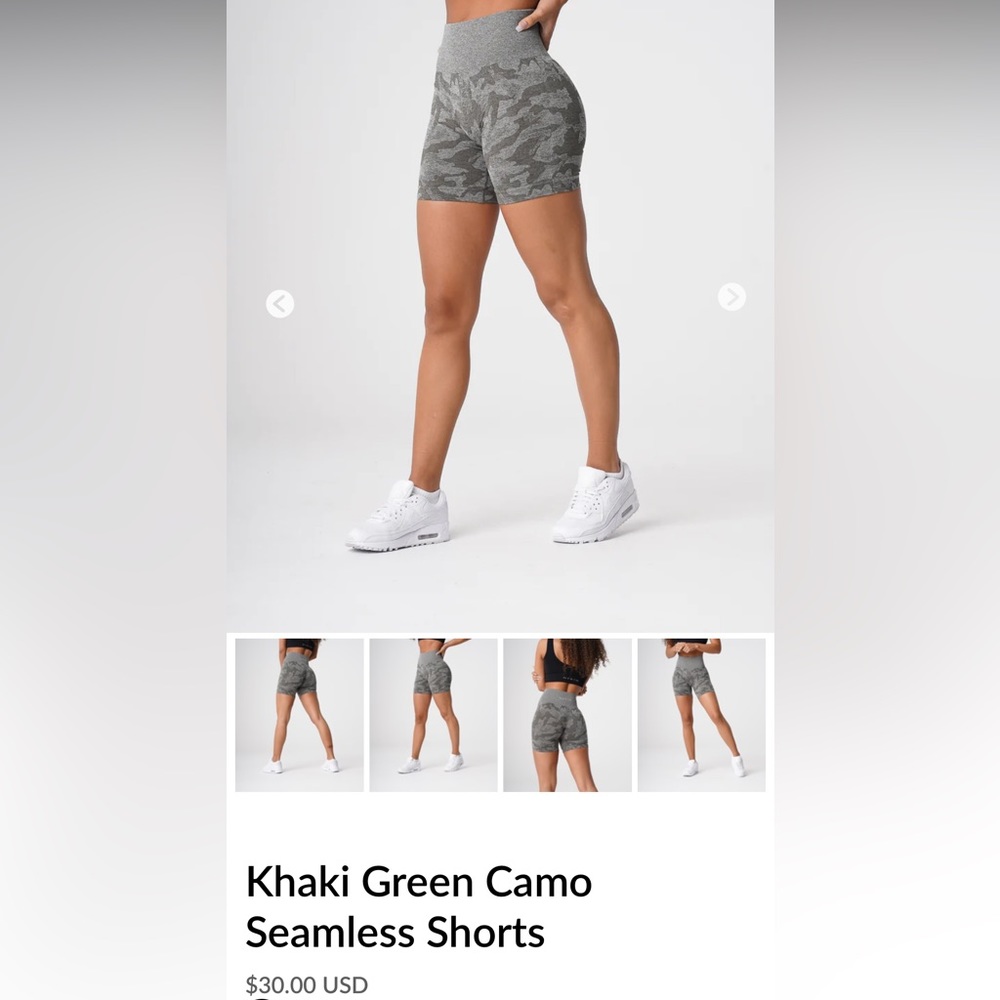 NVGTN Khaki Green Camo Seamless Shorts Size M